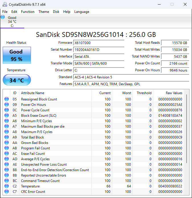 256 GB SanDisk NVMe SSD