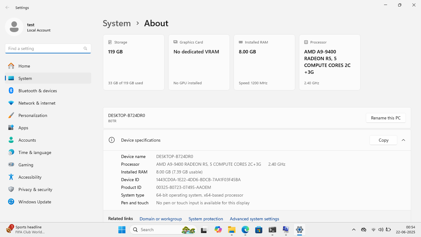 Lenovo Ideapad 110-15AST Laptop - AMD A9-9400 - 8 GB RAM - 128GB SSD