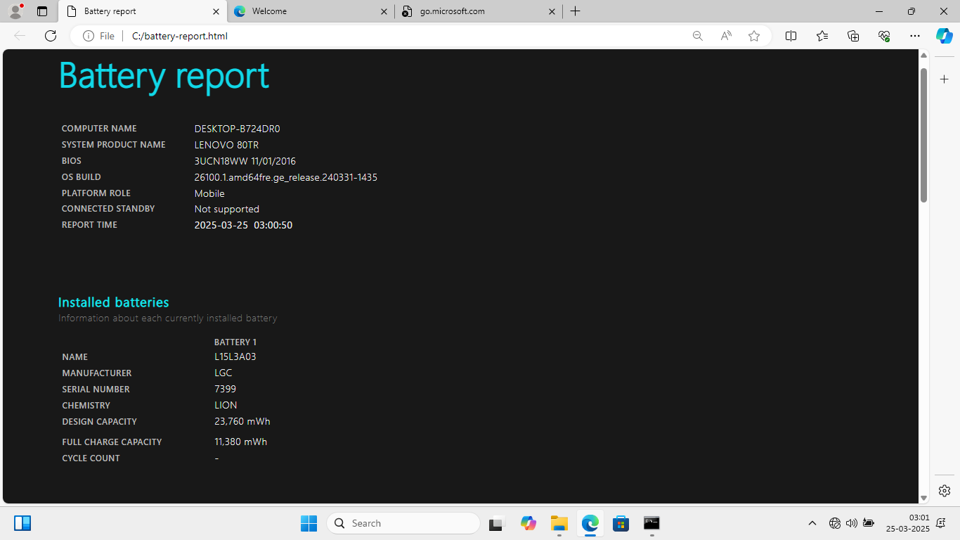 Low battery capacity