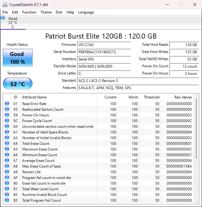Patriot Burst Elite 120GB Speed